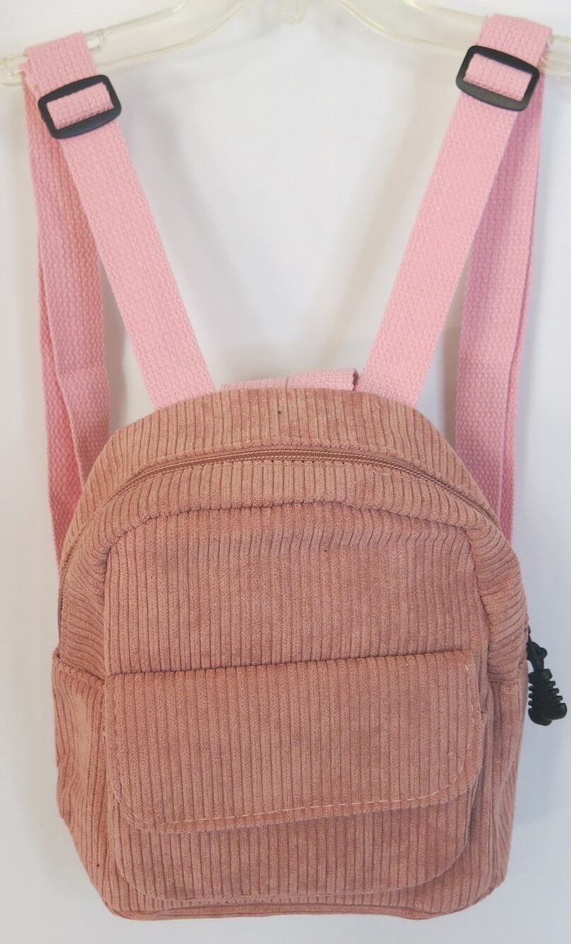 Mini Backpack NWT Purse Women Girls Corduroy Zipper Pink Casual School Everyday